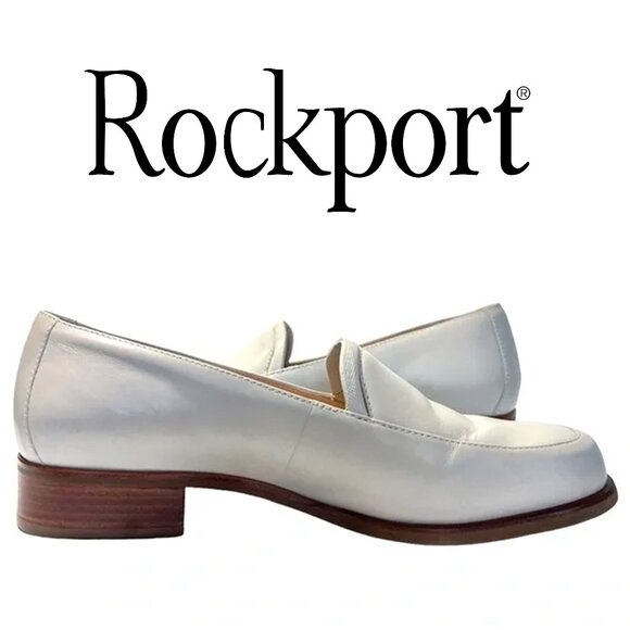 ROCKPORT Comfort DMX Cream/Beige Leather Slip On Oxford Loafer 8.5W - Picture 1 of 8
